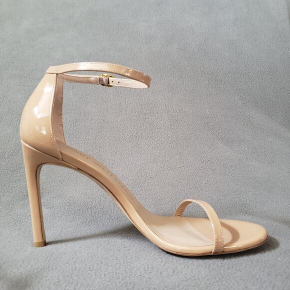 Stuart Weitzman Nudistsong Heels Adobe 8.5 STUA-WZ128 Tan Brown Patent Leather - Picture 13 of 16
